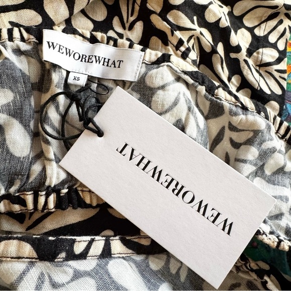 NWT WeWoreWhat Linen Strapless Cutout Blend Romper In Black Size XS - Picture 9 of 12